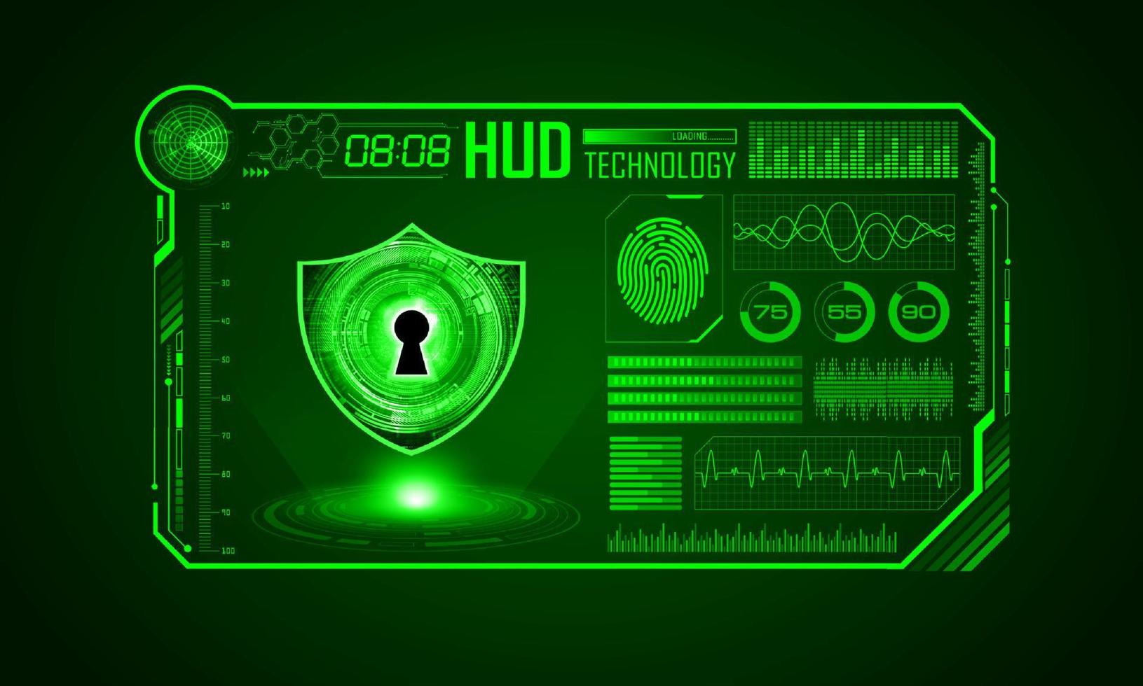 fondo de pantalla de tecnología hud moderna con candado vector