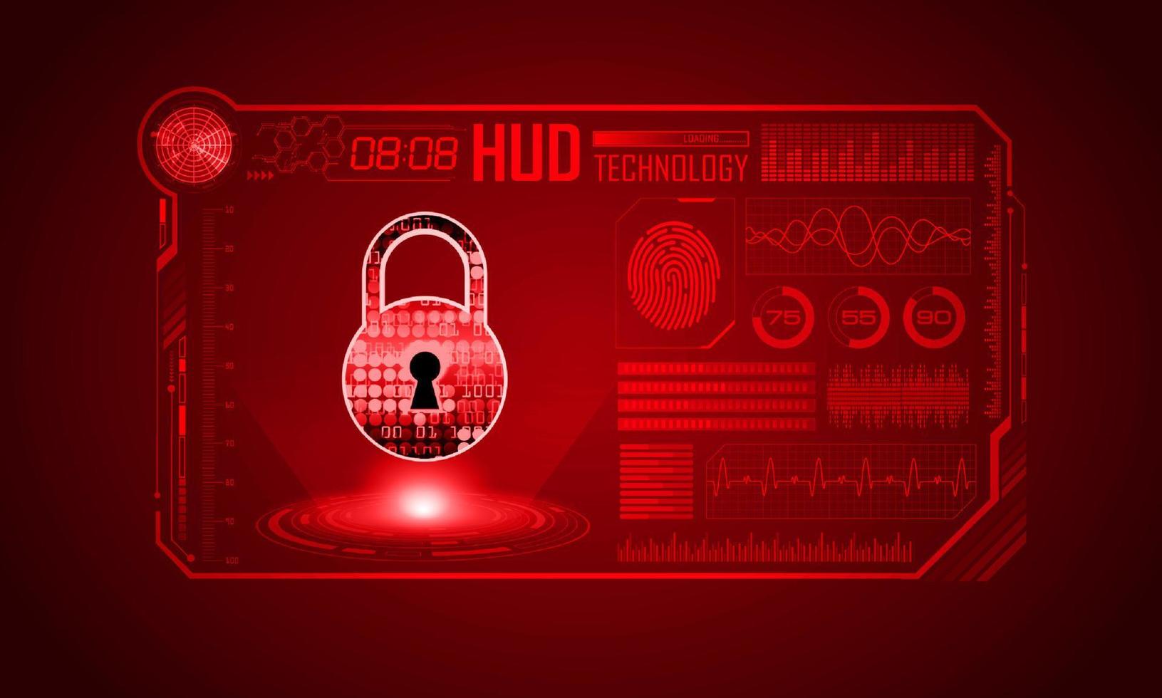 fondo de pantalla de tecnología hud moderna con candado vector