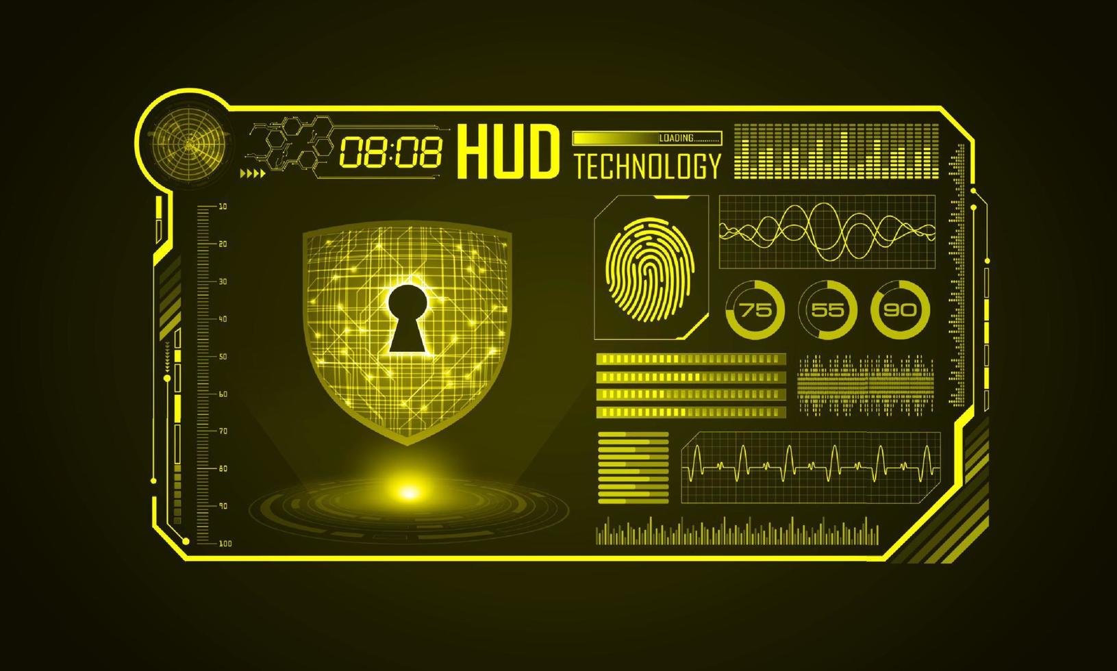 Modern HUD Technology Screen Background with padlock vector