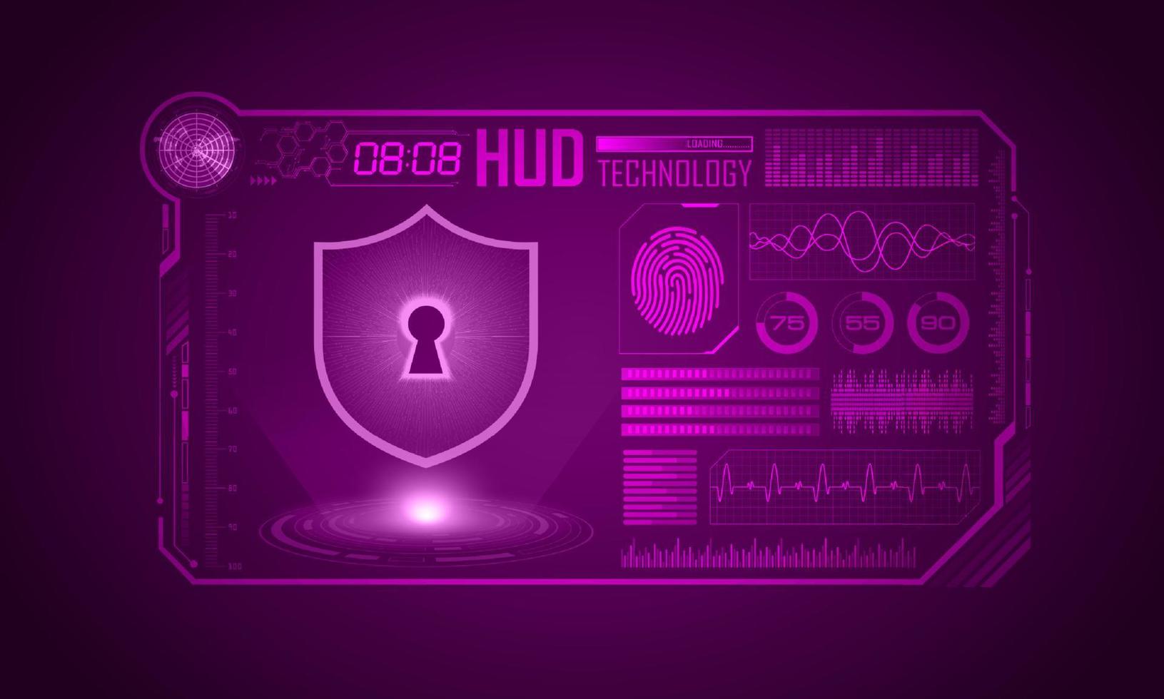 Modern HUD Technology Screen Background with padlock vector