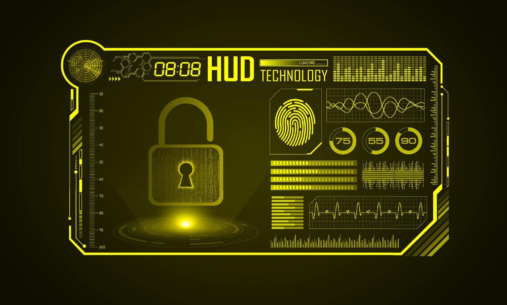 Modern HUD Technology Screen Background with padlock vector