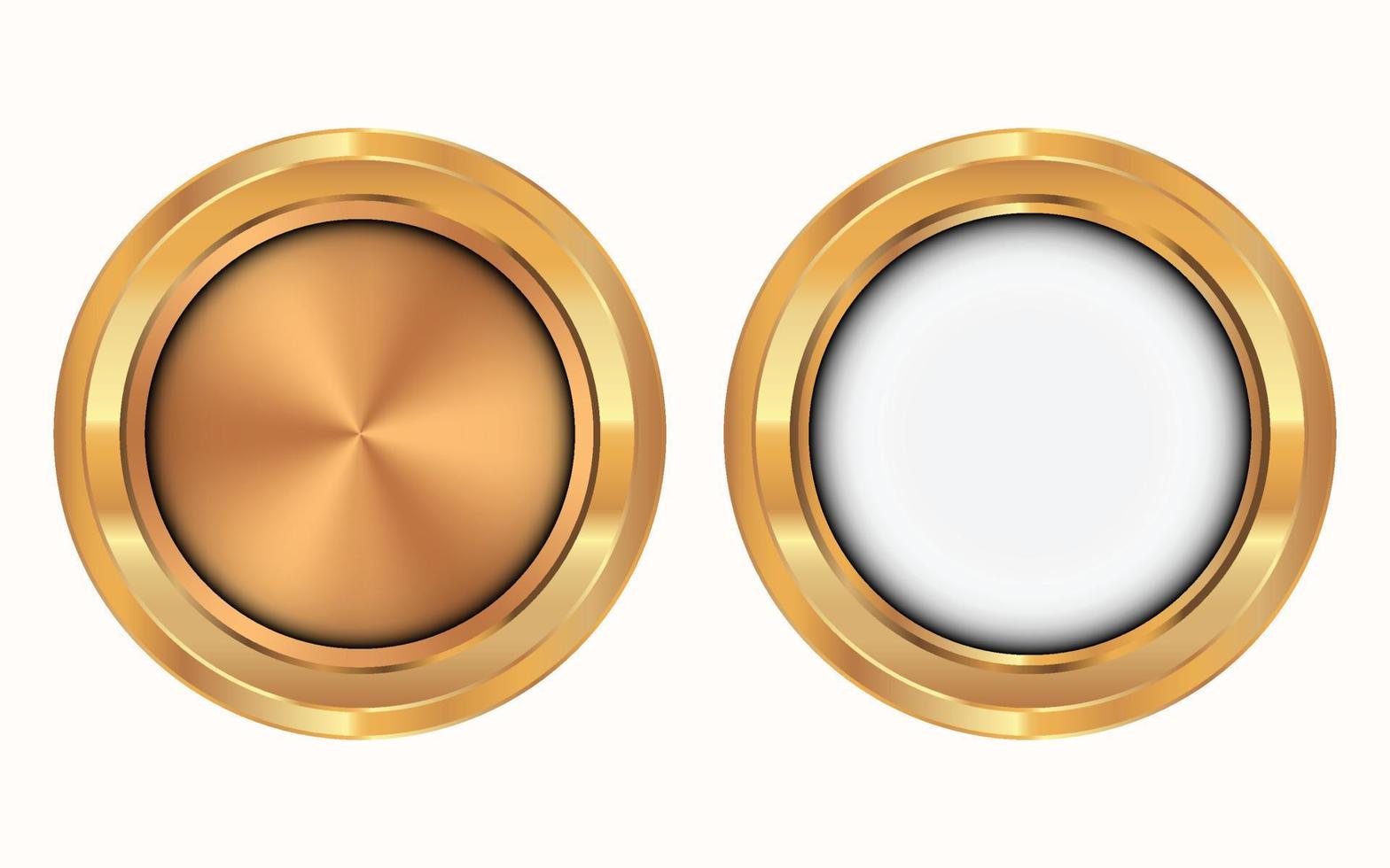 Golden label, badge, medal vector illustration. Blank medals set.