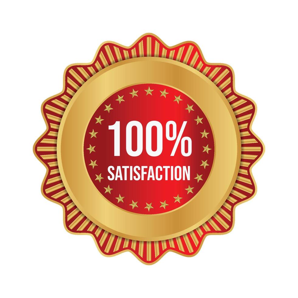 100 percent Satisfaction Guaranteed Golden Medal Label Icon Seal Sign Isolated on White Background. Vector. vector