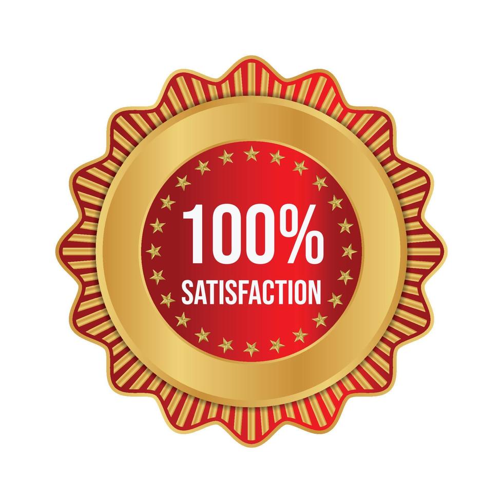 100 por ciento de satisfacción garantizada medalla de oro etiqueta icono sello signo aislado sobre fondo blanco. vector. vector