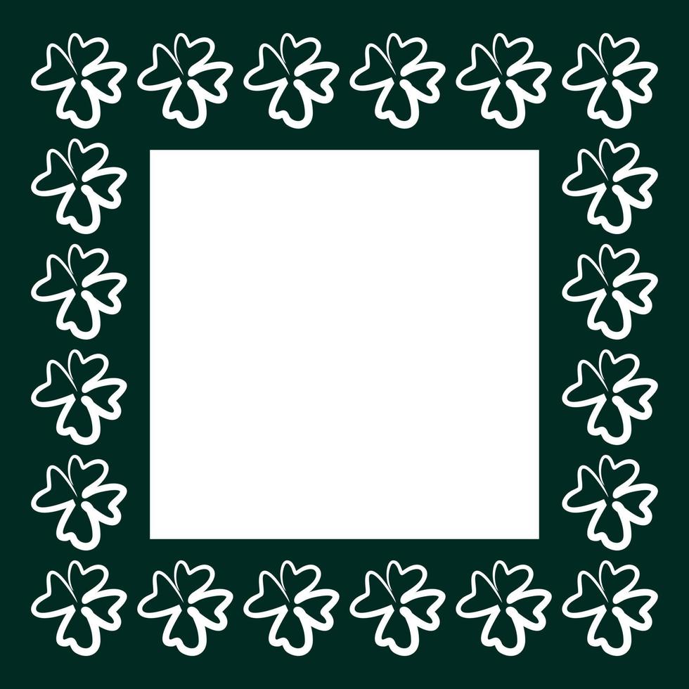 Clover frame St. Patrick's Day. Shamrock decor square. Banner, place for text. Clover sketch brush. vector
