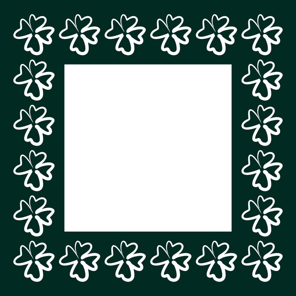 Clover frame St. Patrick's Day. Shamrock decor square. Banner, place for text. Clover sketch brush. vector