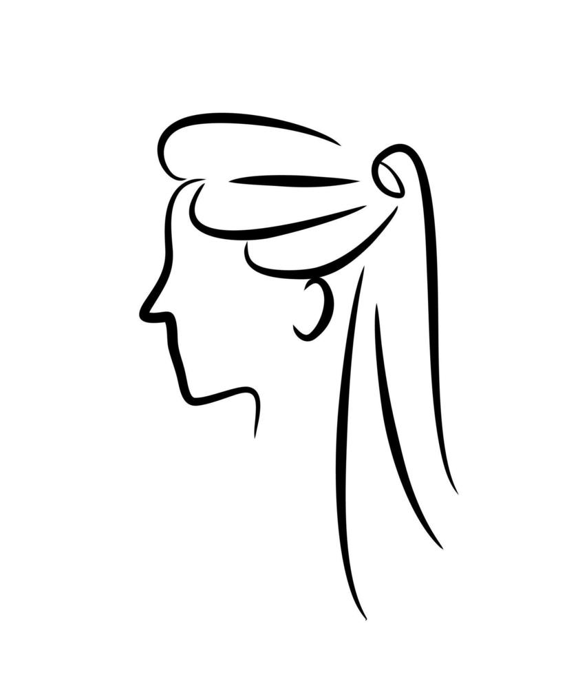face profile. hairstyle girl logo. barbershop icon. long hair. vector
