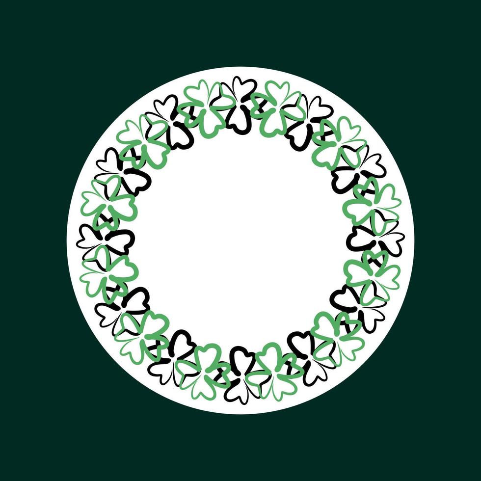 St. Patrick's Day banner. Shamrock wreath decor. Clover circle frame, place for text. vector