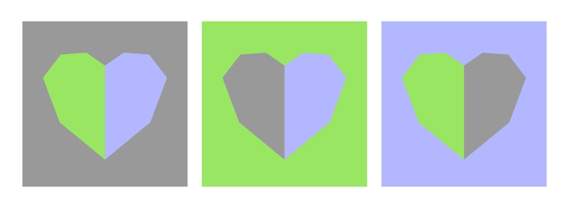 Hearts Valentine's Day. Postcard Love design element. Origami green hearts vector