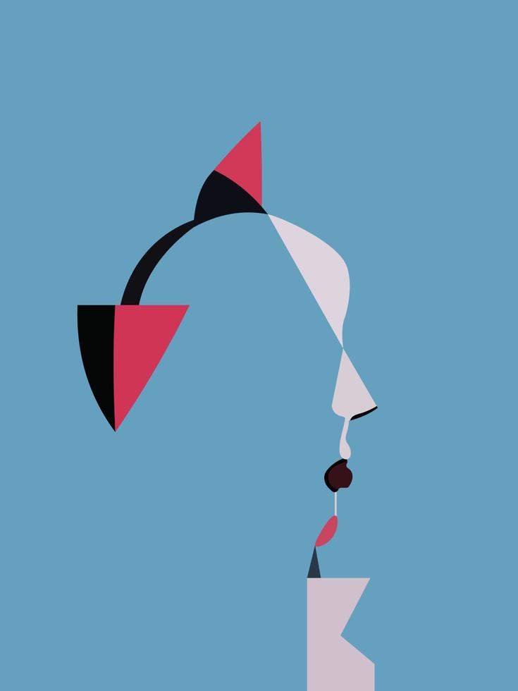 Cubism style portrait. A face made up of individual figures vector