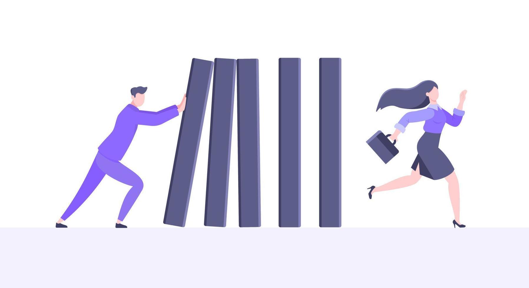 Business resilience or domino effect metaphor vector illustration concept.