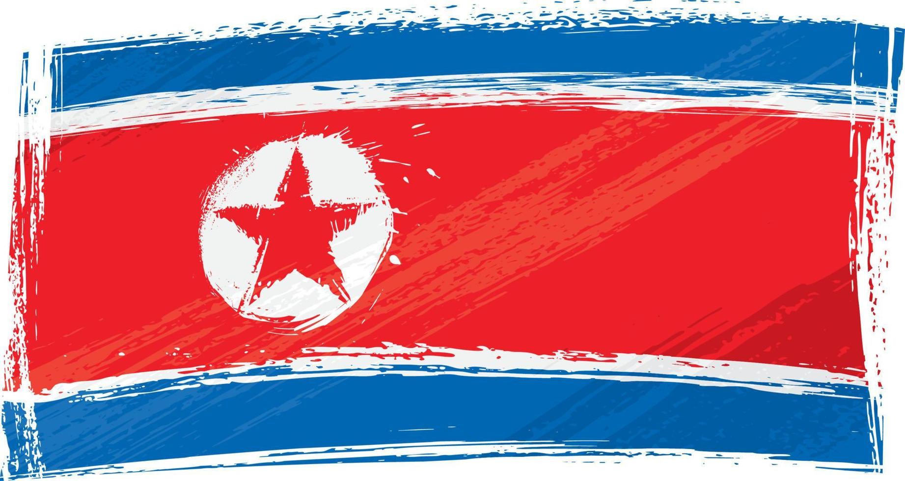 North Korea national flag created in grunge style vector