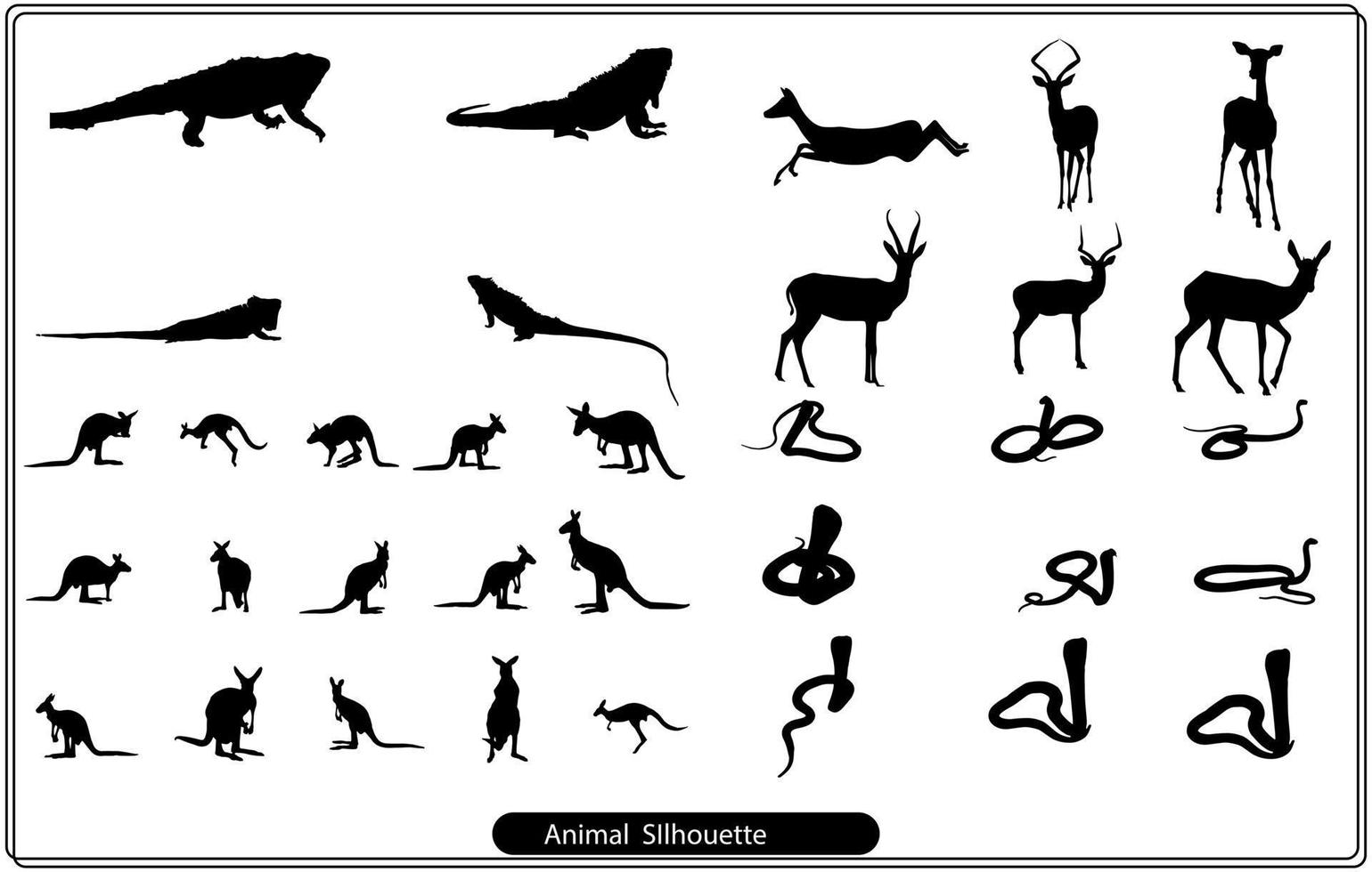 Collection of animal silhouettes on a white background vector