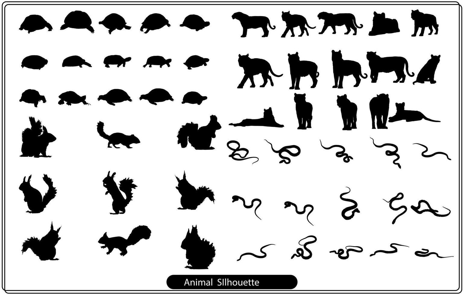 Collection of animal silhouettes on a white background vector