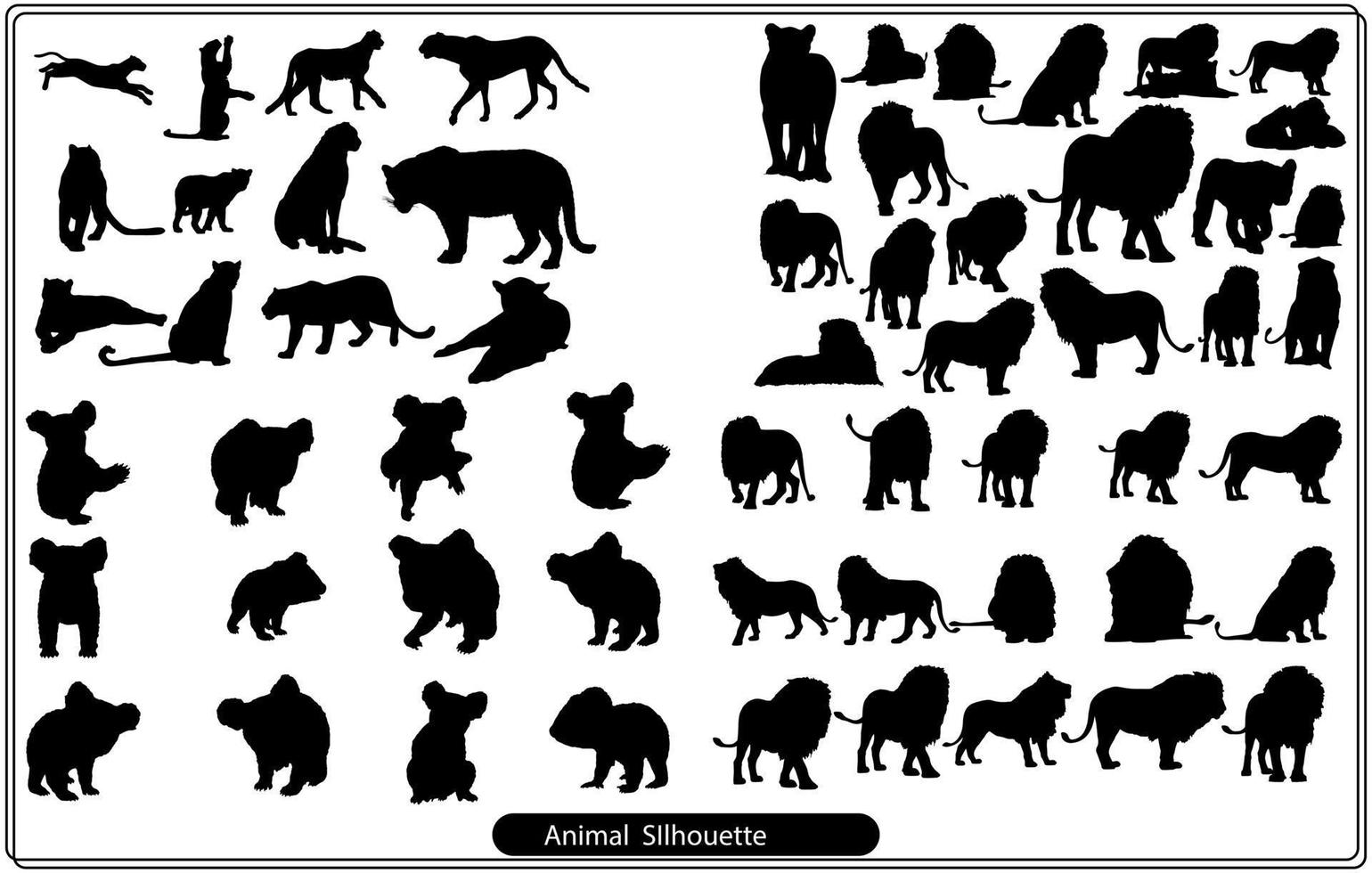 Collection of animal silhouettes on a white background vector