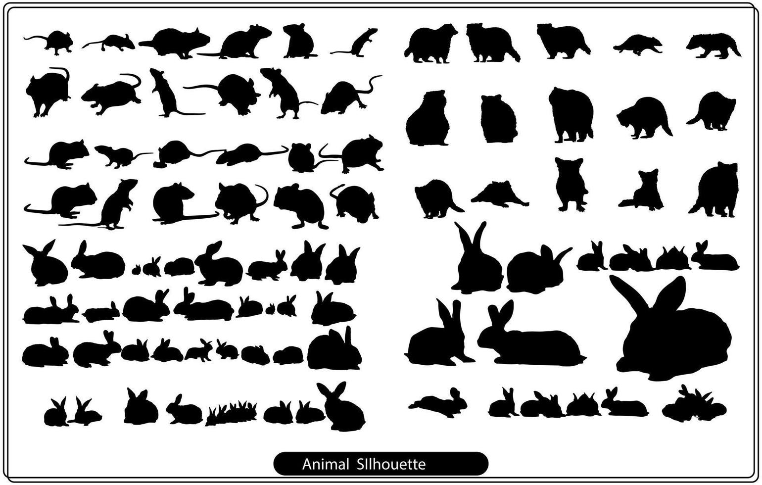 colección de siluetas de animales sobre un fondo blanco vector