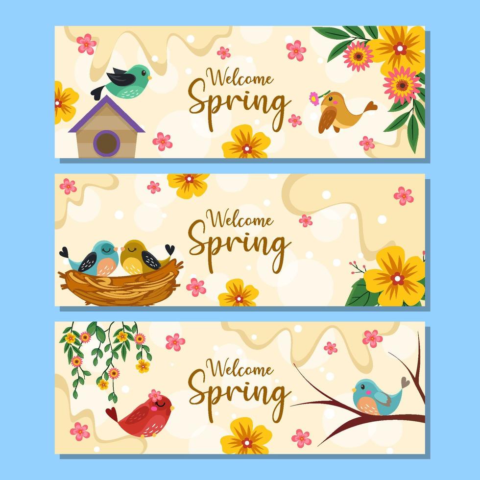 Set of Beautiful Spring Banner vector