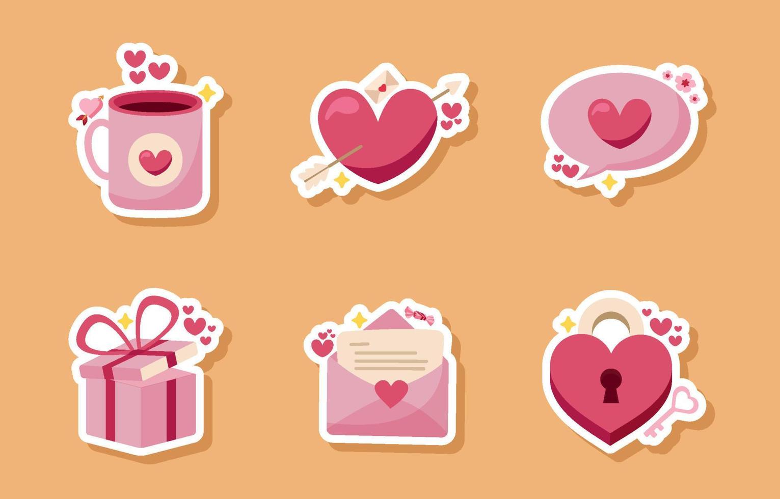 Set of Valentine Sticker vector