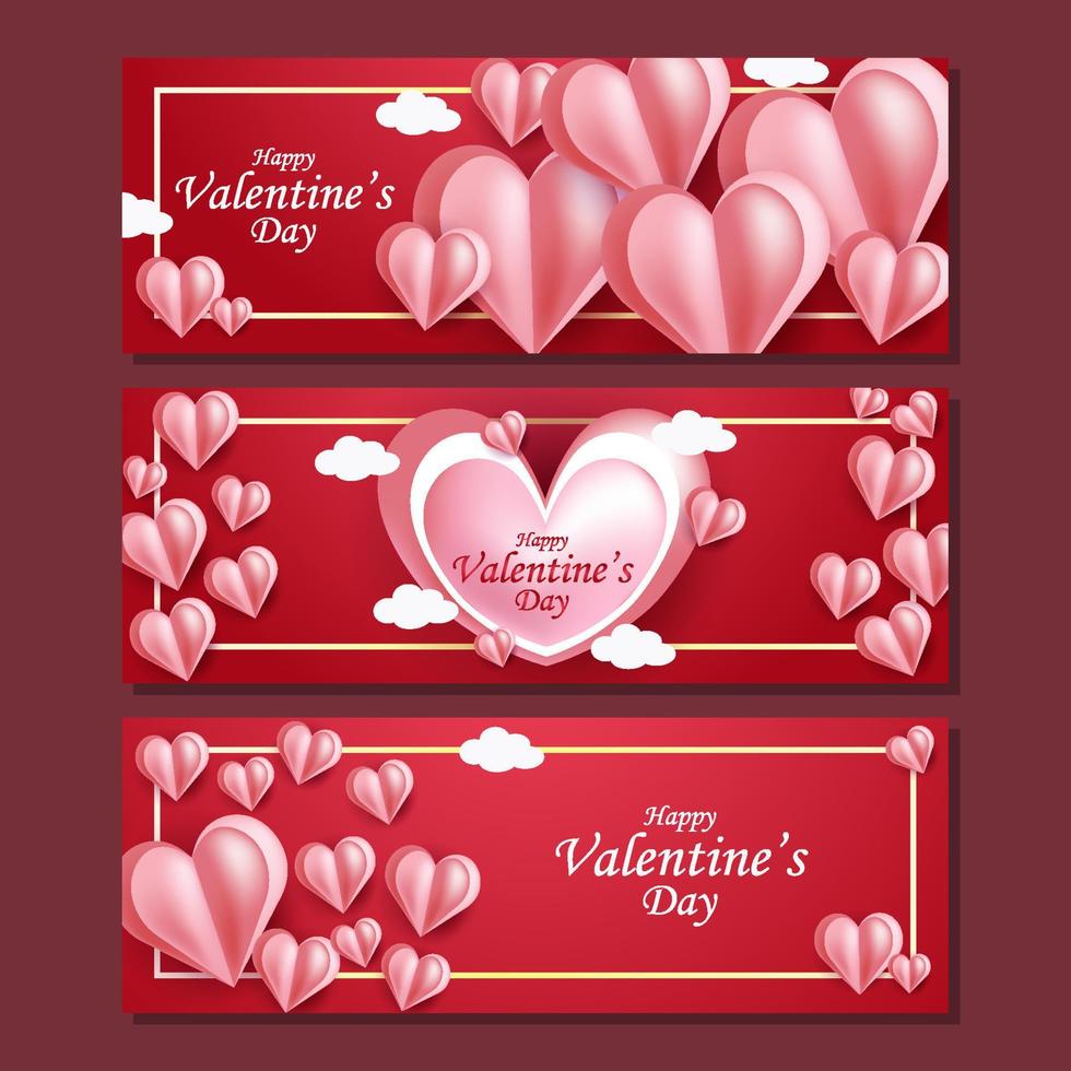 Set of Valentine Banner vector