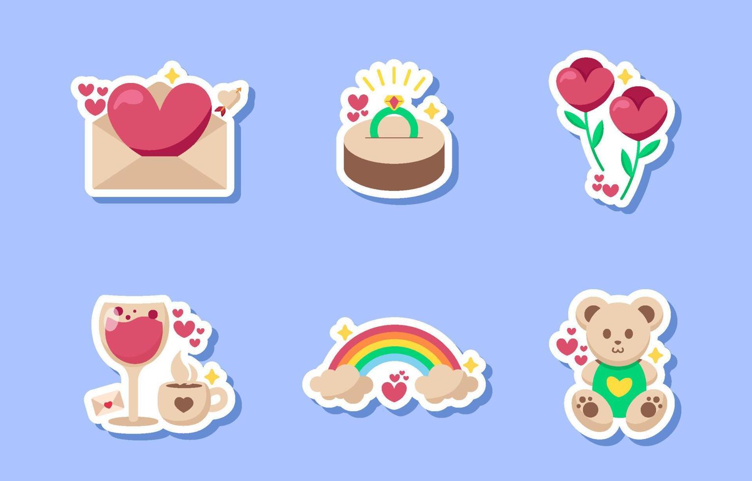 Set of Valentine Sticker vector