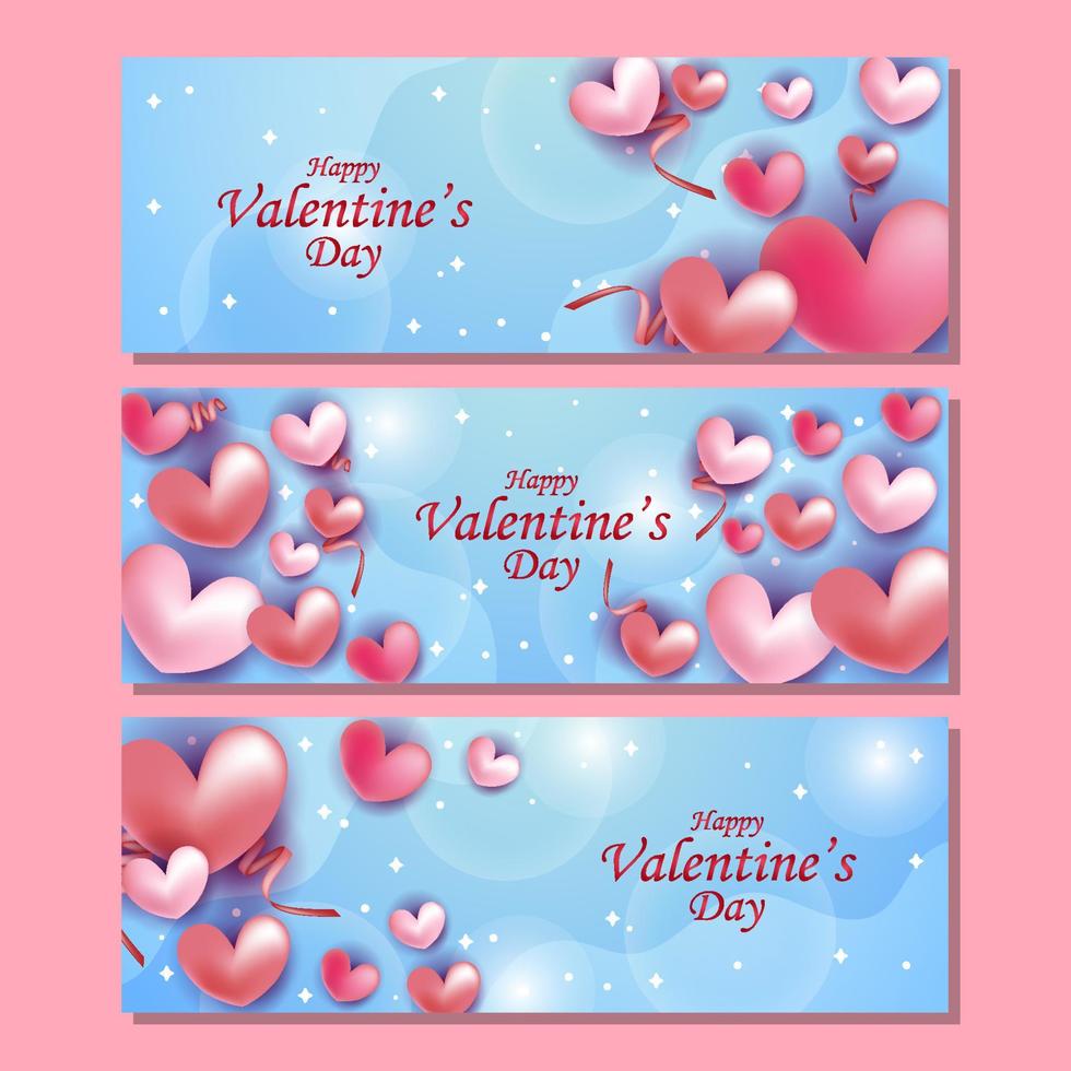 conjunto de banner de san valentín vector