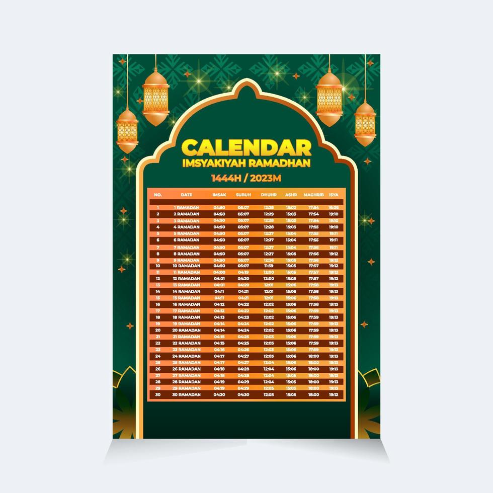 Imsakiyah Ramadan Calendar Template vector