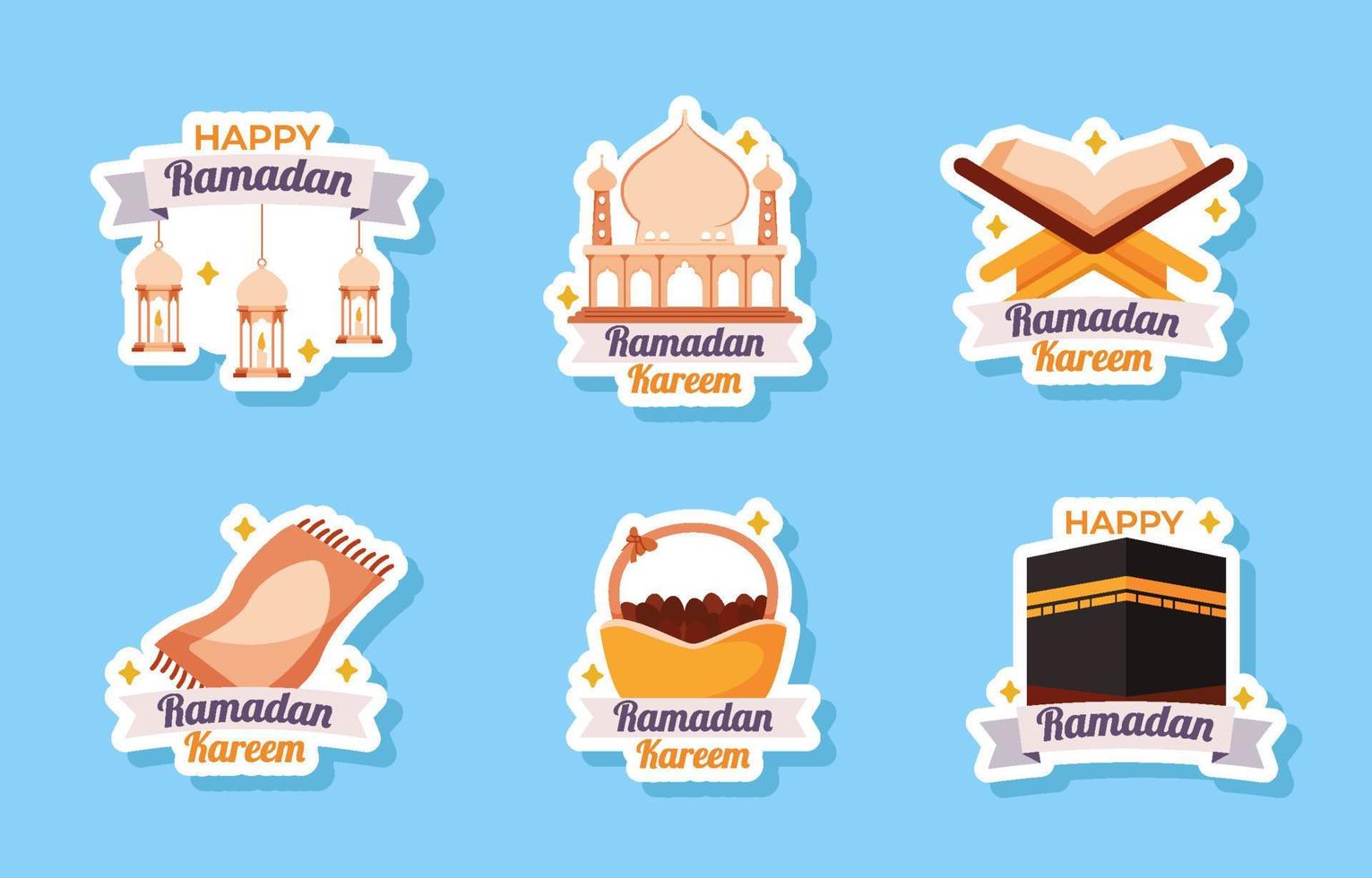 conjunto de pegatinas de ramadán vector