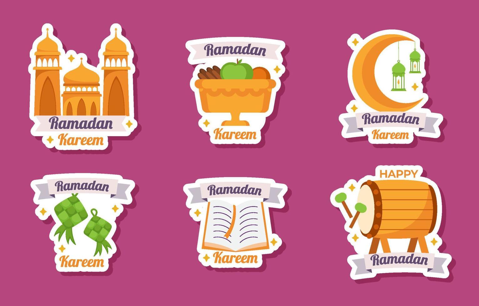 Set of Ramadan Sticker vector