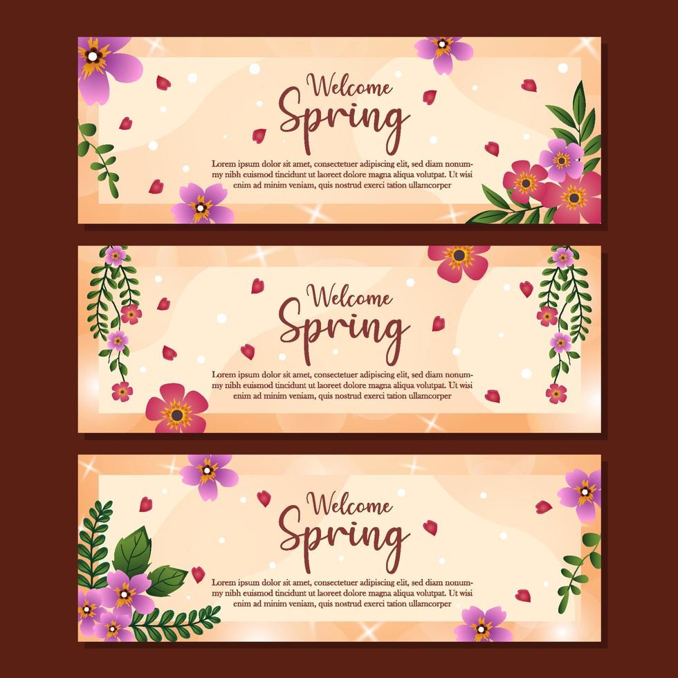 Set of Beautiful Spring Banner vector