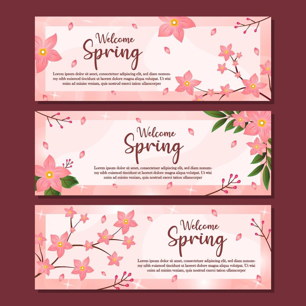 Set of Beautiful Spring Banner vector