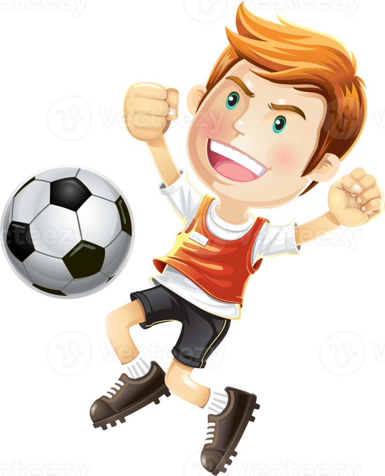 Children Soccer champion with winners trophy cartoon character. png