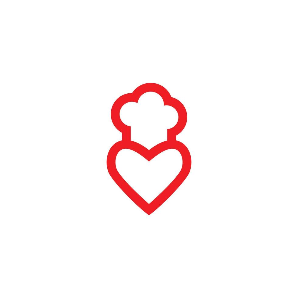 diseño de logotipo de icono plano de amor de cocina vector