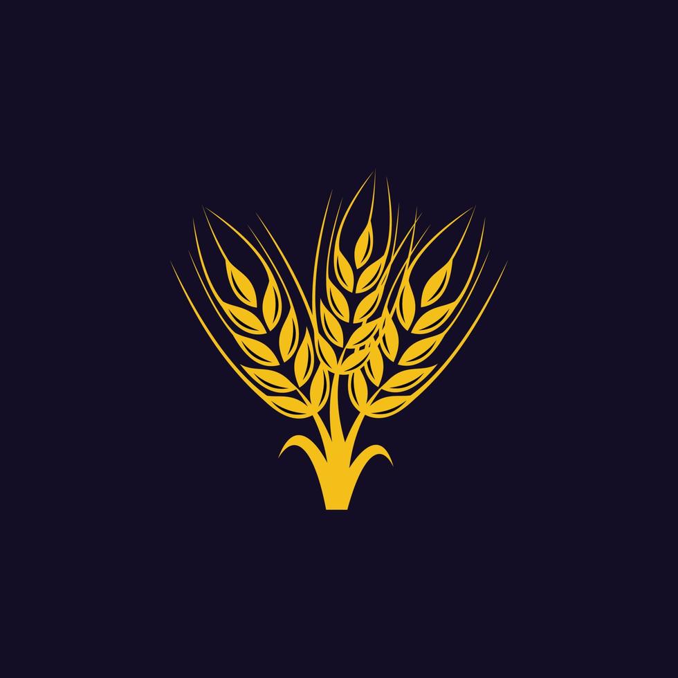 ripe yellow wheat logo design vector