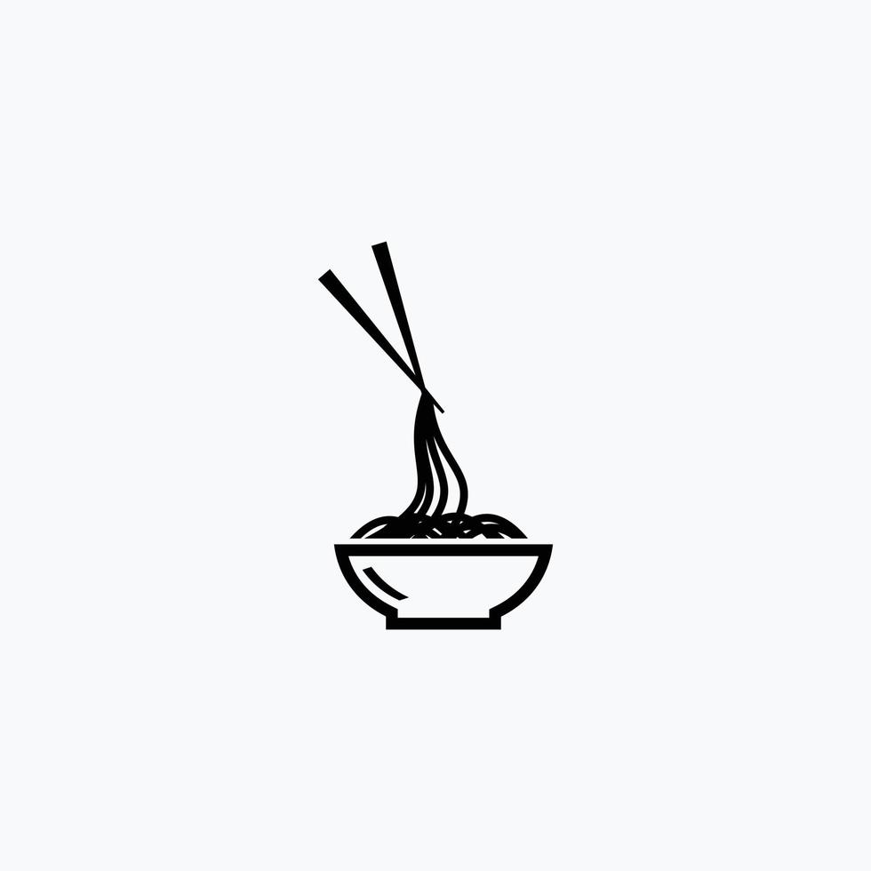 tazón de fideos icono plano logo vector