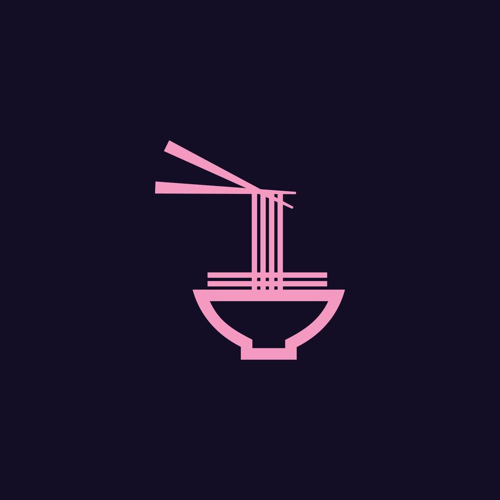 noodle flat design logo on bowl vector