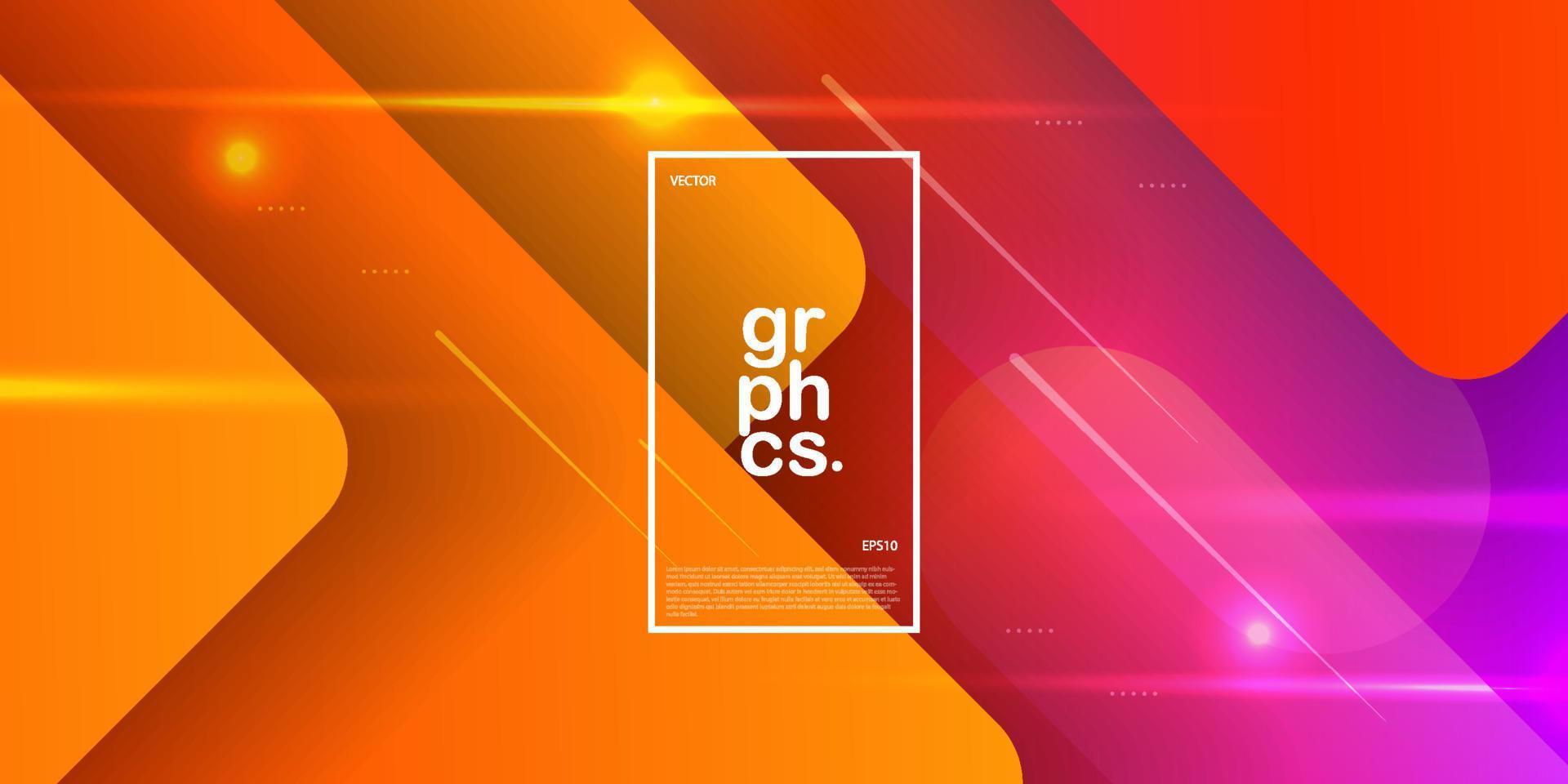 Cool design bright purple and colorful orange square curved overlap geometric vector background layer on bright background. Eps10 vector