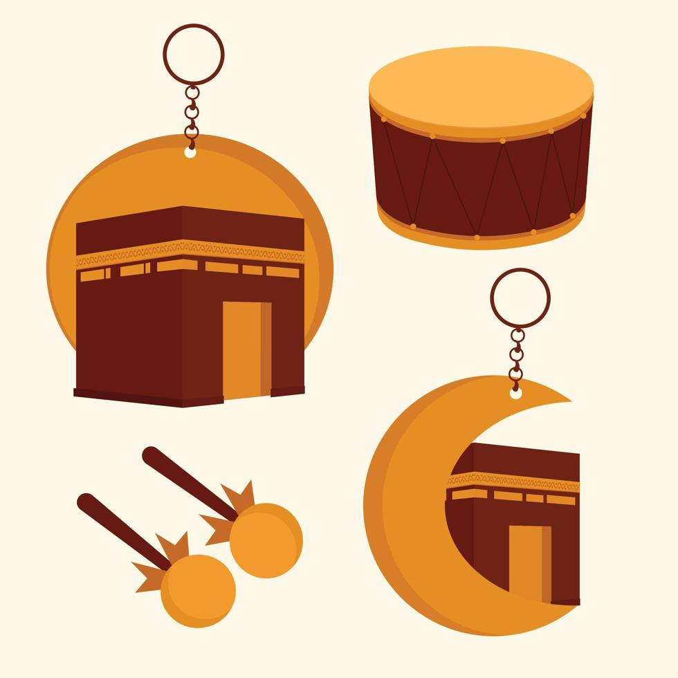 Islamic ramadan element collections in flat illustration vector