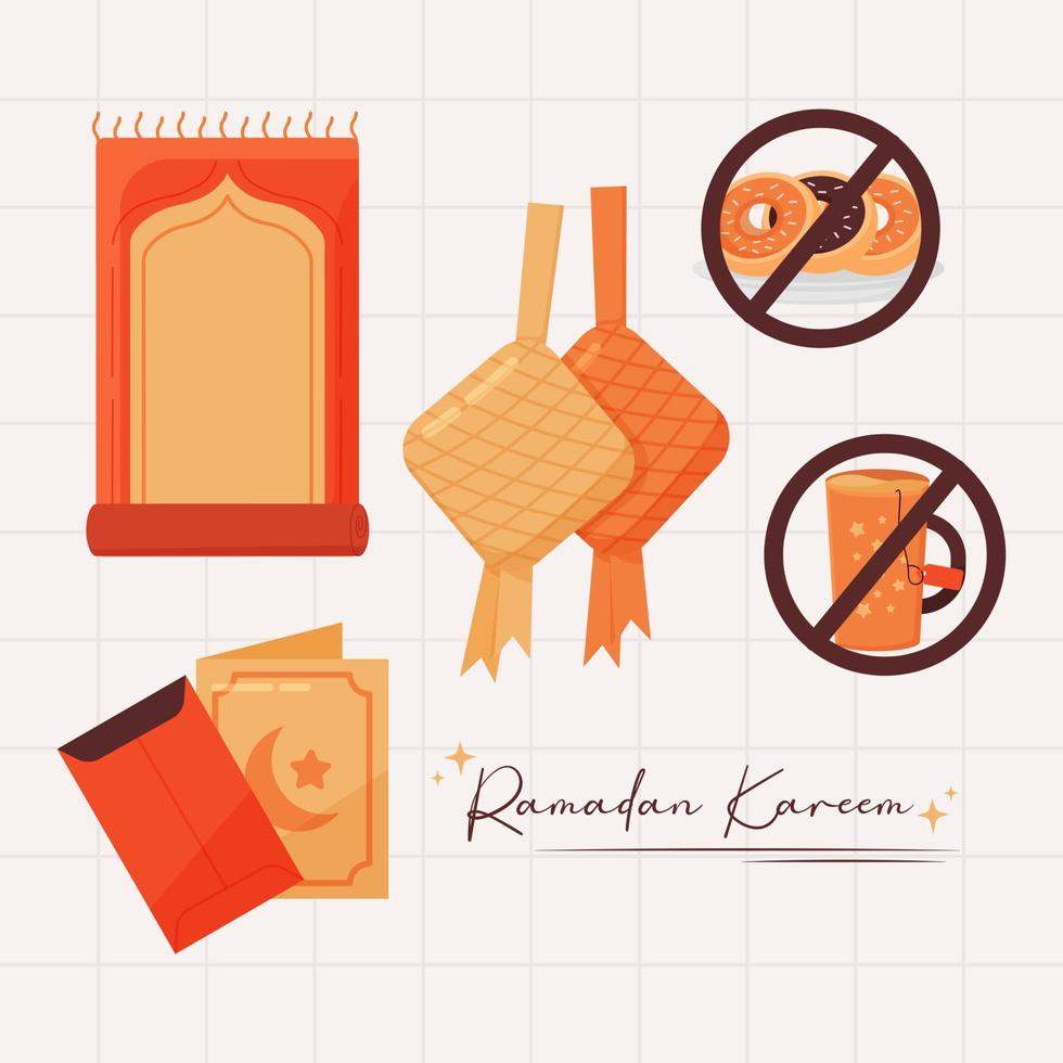 Islamic Ramadan Element Collections in Flat Illustration vector