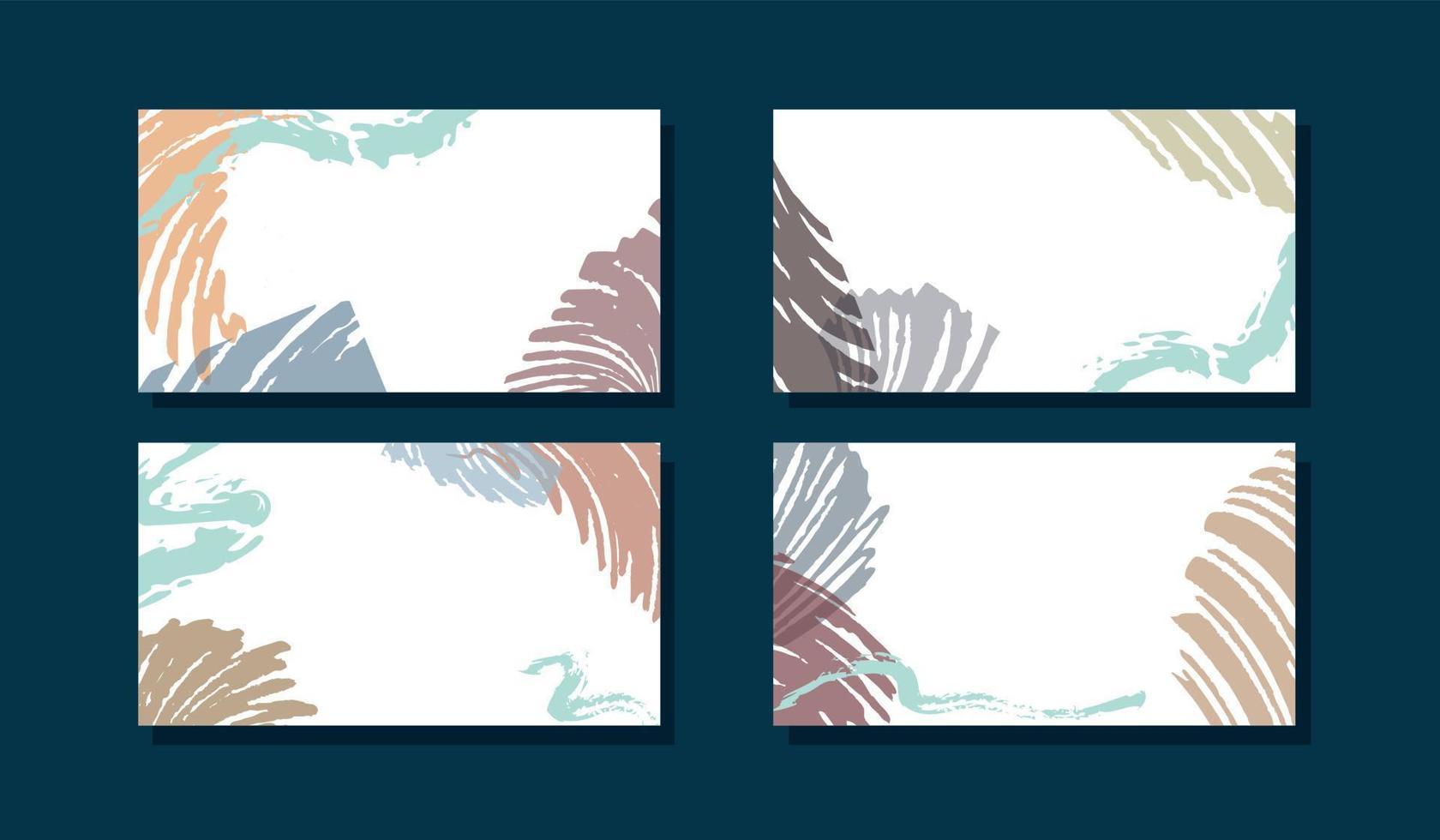 Four different horizontal backgrounds with modern art marker or paint strokes. Creative contemporary or mid century modern art design in soft colors for various prints vector