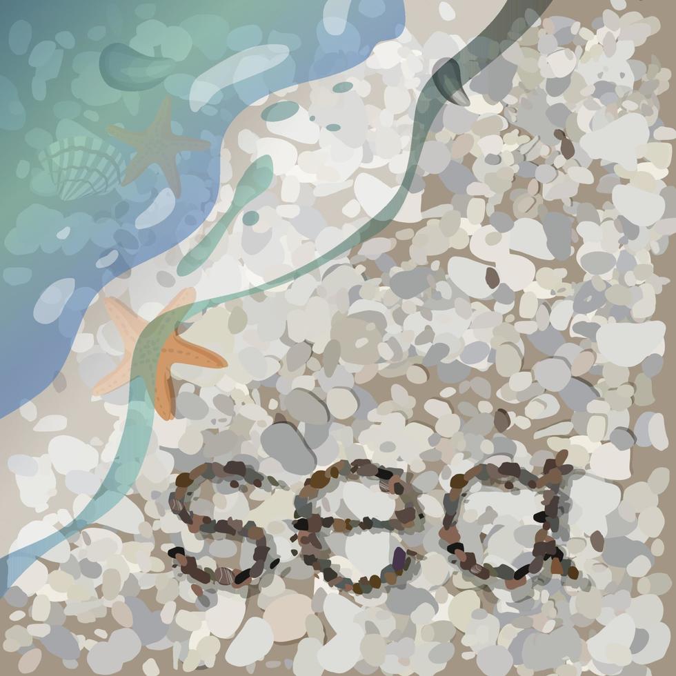 The word laid out on the shore with sea pebbles. Vector. vector