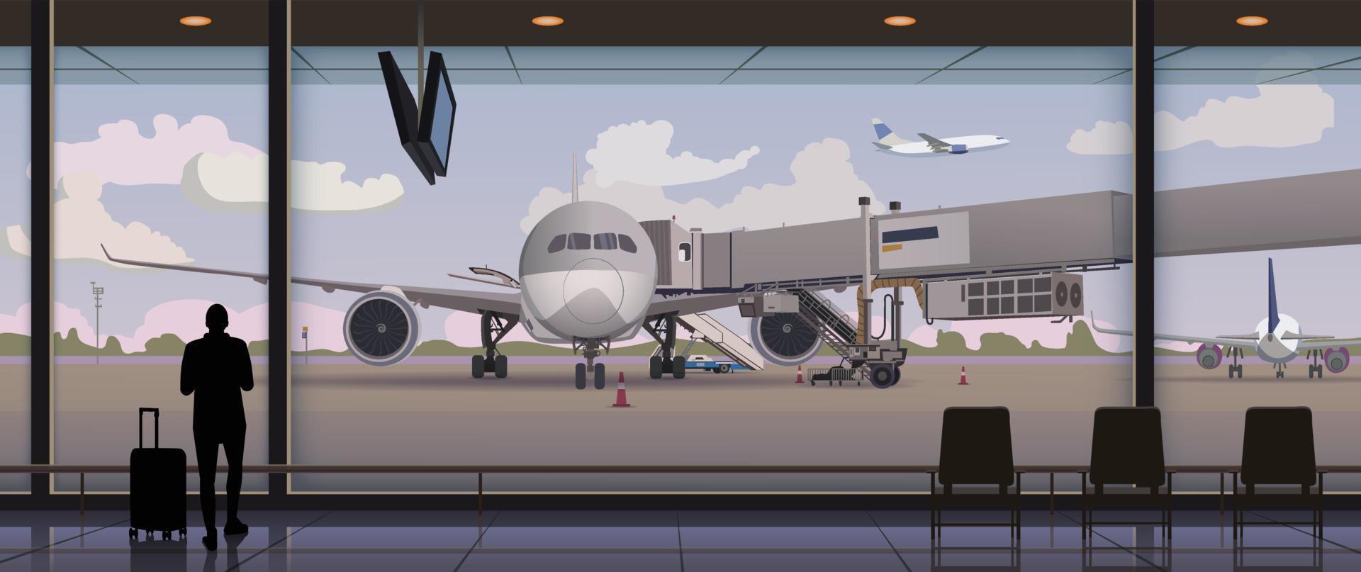 Airport, boarding the plane, waiting room. Vector. vector