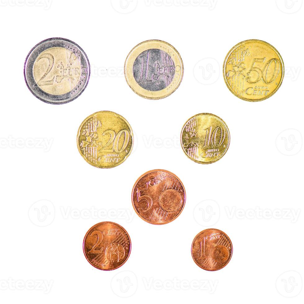 The series of the euro coins on a white background photo