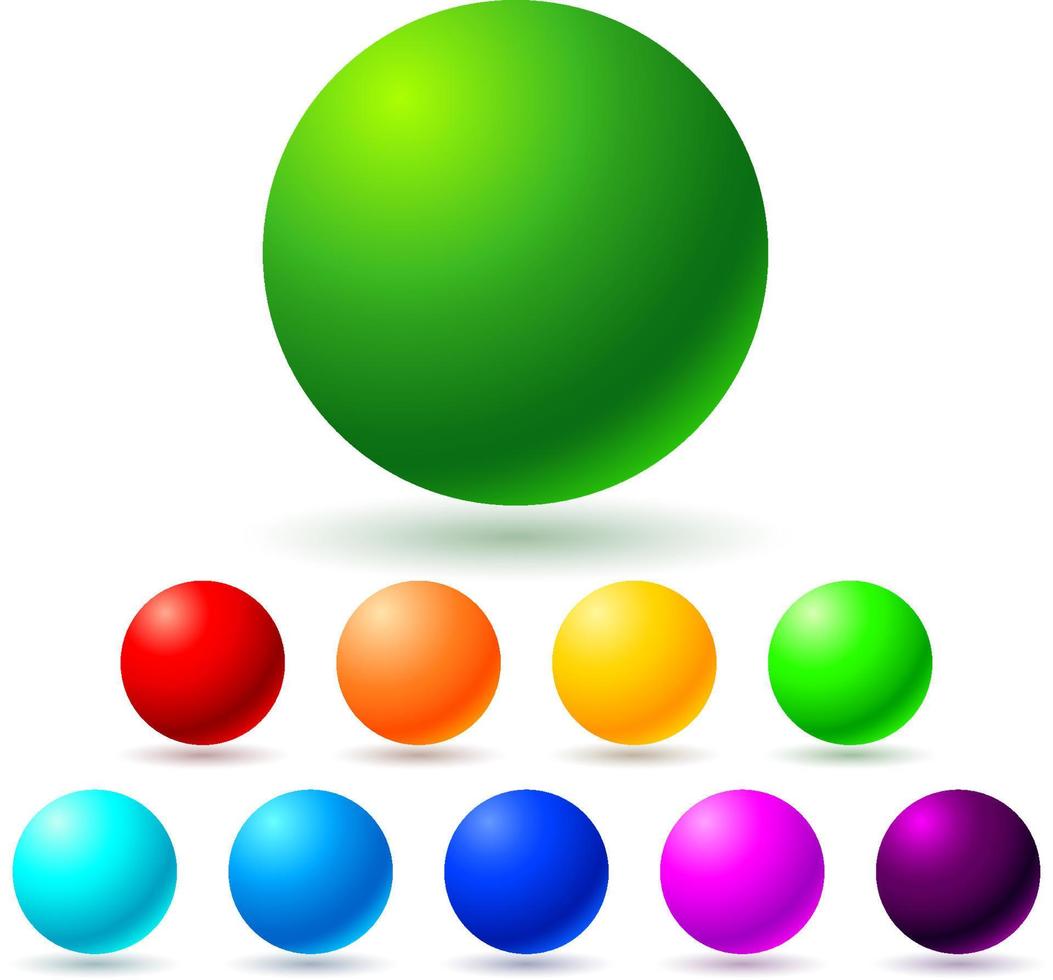 juego de bolas de colores brillantes. espectro completo. vector