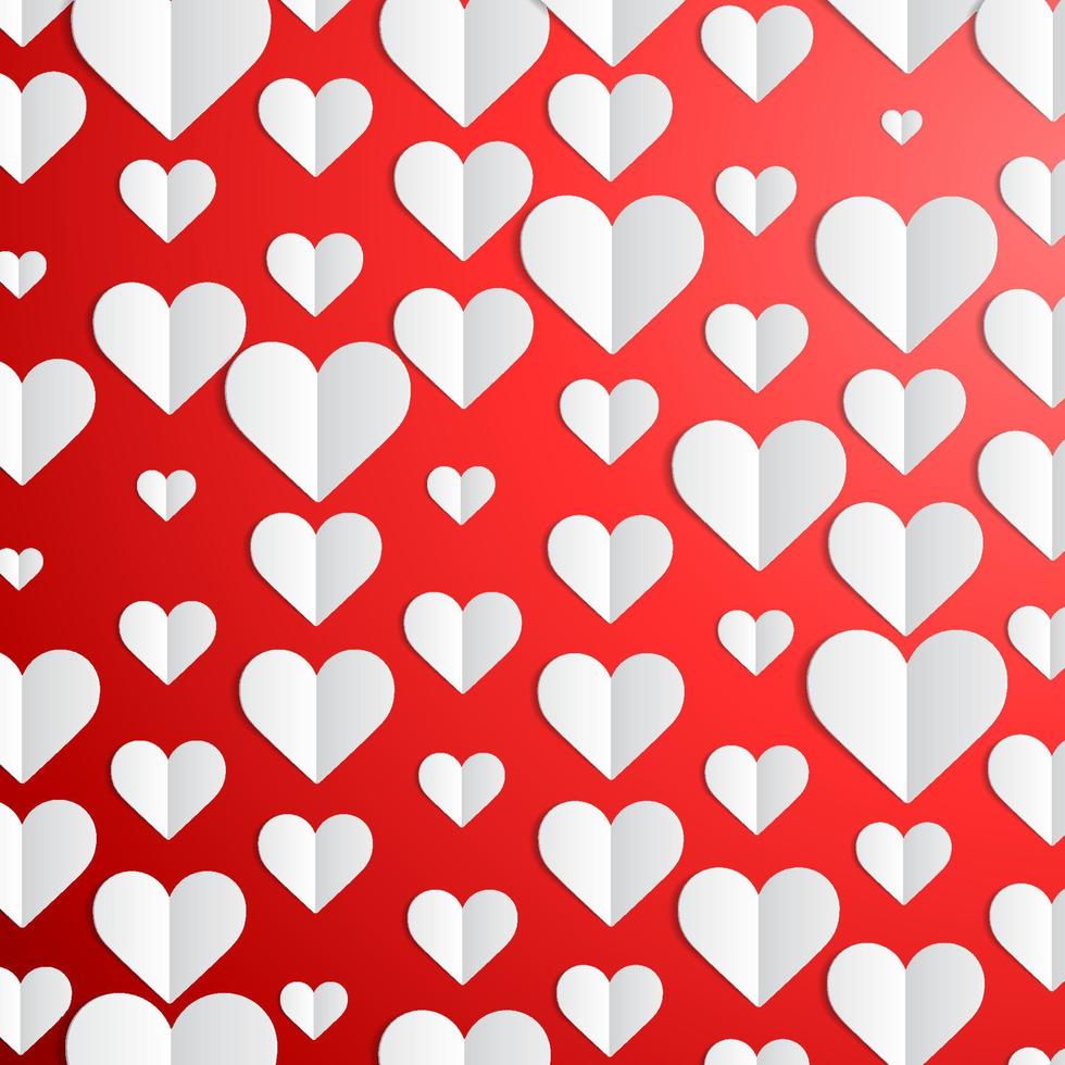 Valentines Day background with cut paper hearts vector