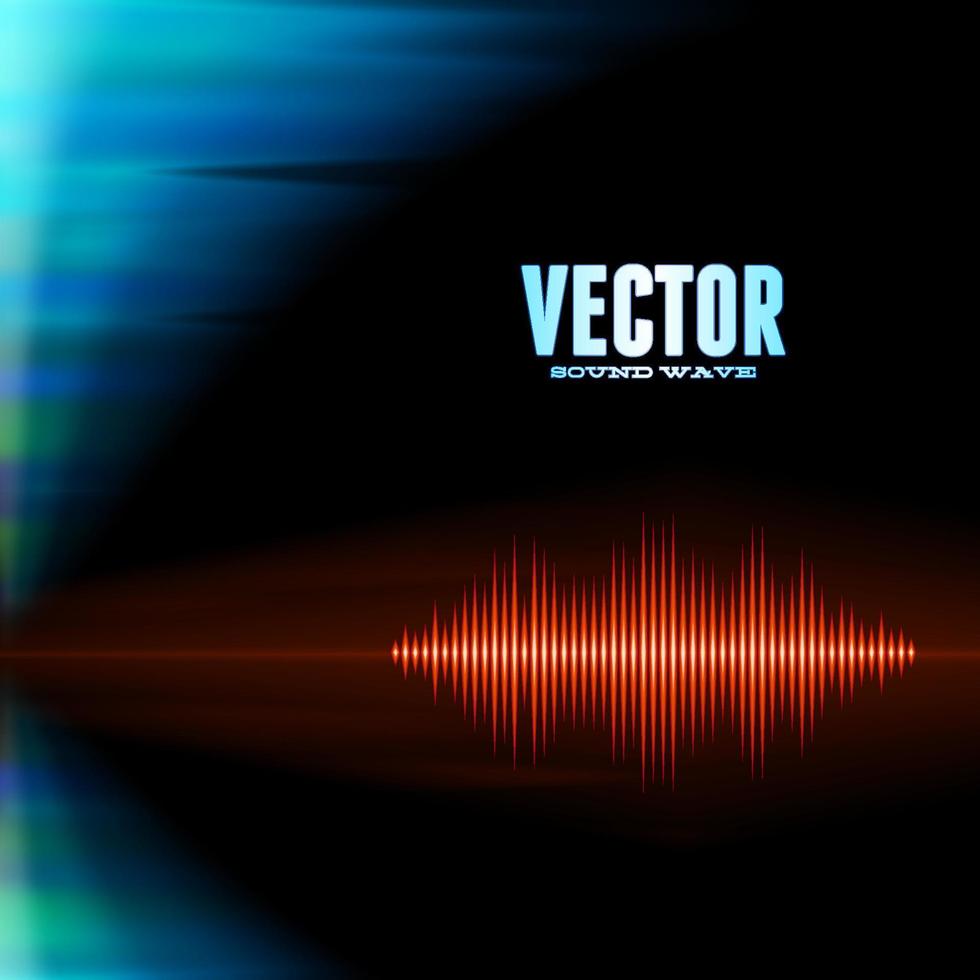 Orange shiny sound waveform with sharp peaks on polar lights background vector