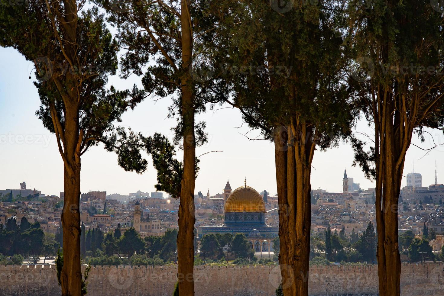 View of Jerusalem through the trees photo