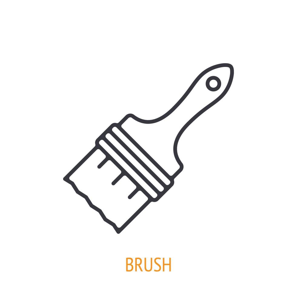 Paint brush outline icon. Vector illustration. Hand work tools and instrument. Construction and art industry symbol. Thin line pictogram for user interface. Isolated white background