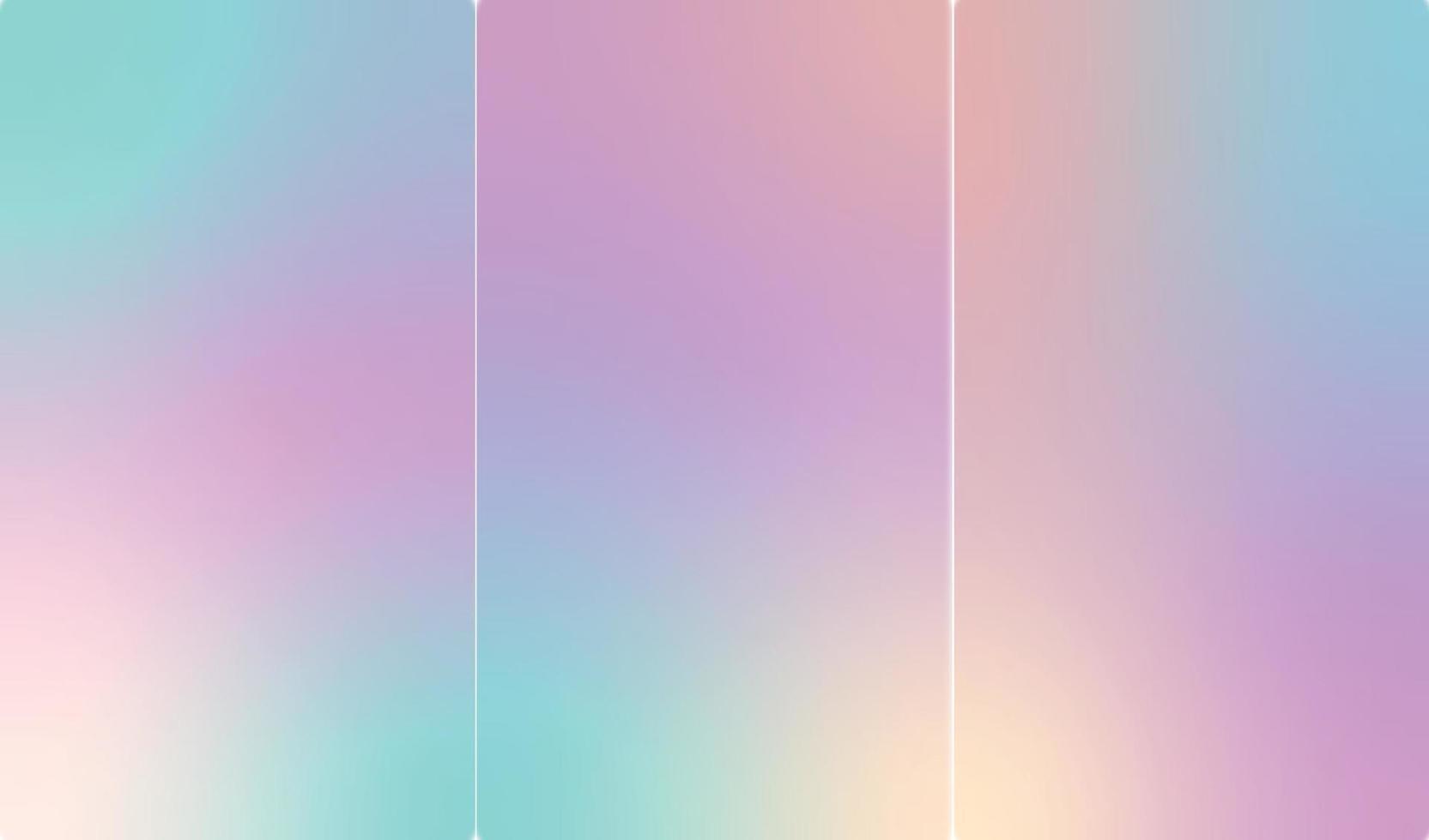 Set of three vertical gradient templates with holographic effect for stories or wallpapers vector