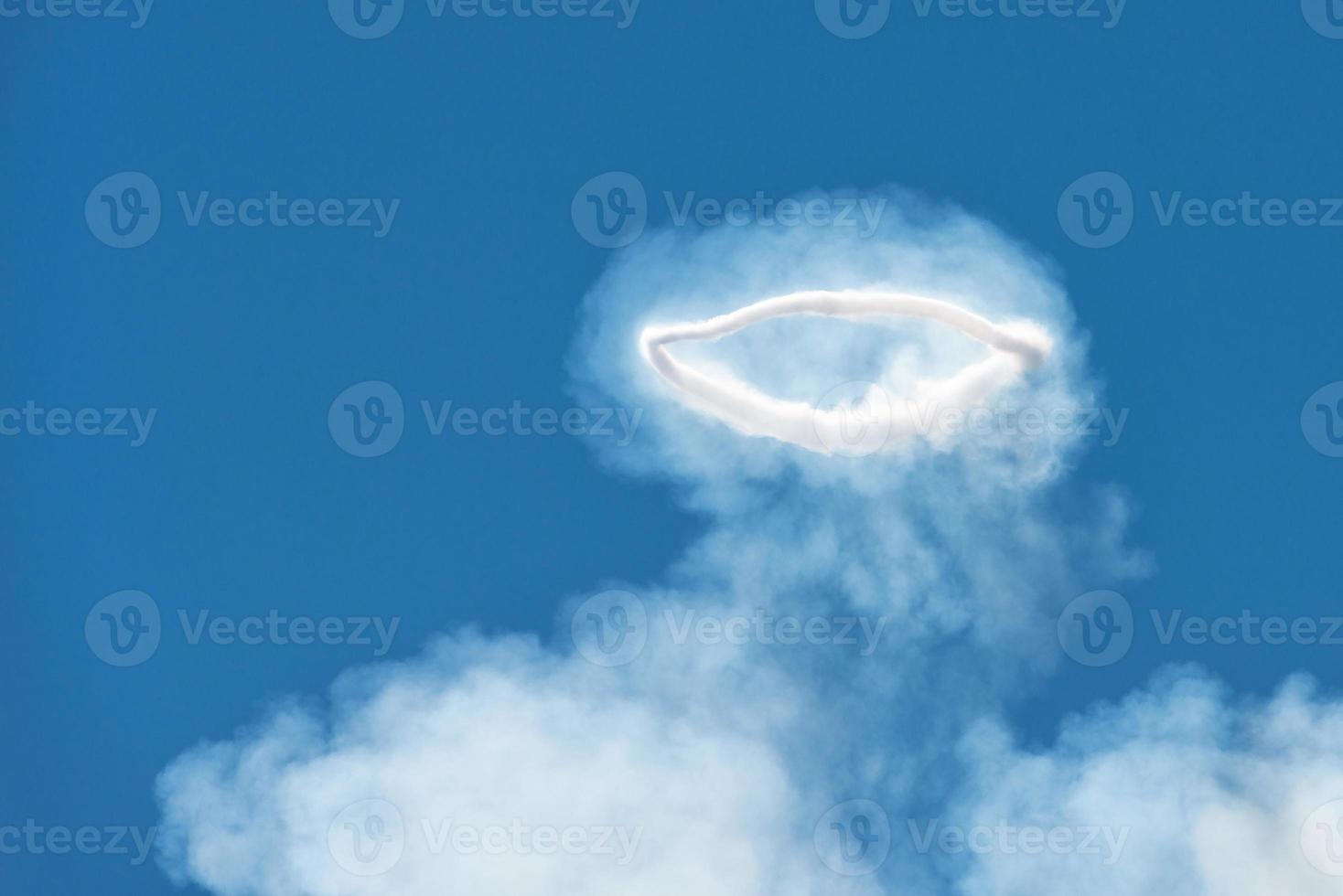 Ring smoke spectacular phenomenon of steam areola during the eruption of Mount Etna photo