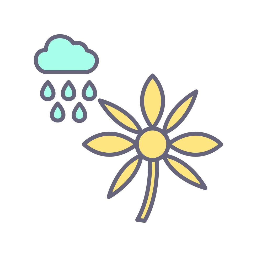 Flower with rain Vector Icon